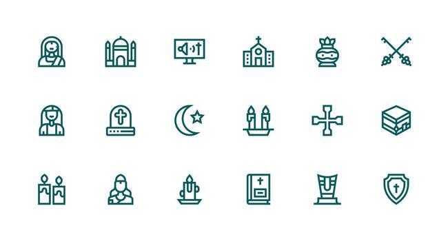 Strong Stroke Line Style Religious Icons with 18 Vectors Full Icon Library for UI Designers