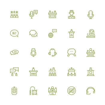 medio carrera contorno estilo hablar íconos con 25 vectores básico icono serie