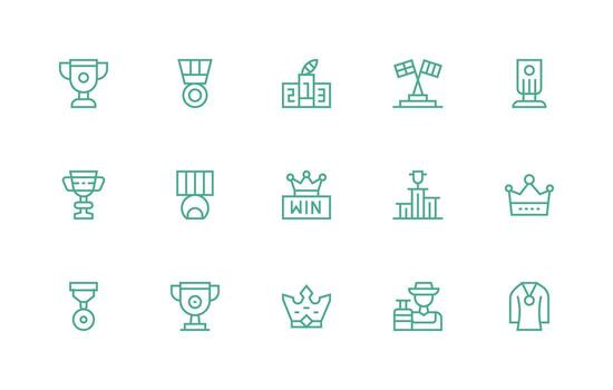 Winner Icon Set with 15 Regular Line Graphics Reusable Icon Set vector