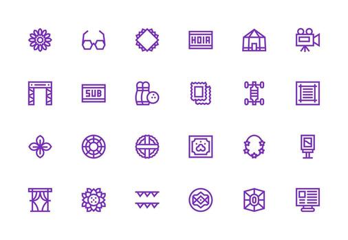 24 grueso línea línea diseños para marco íconos sensible icono conjunto para flexible diseños vector