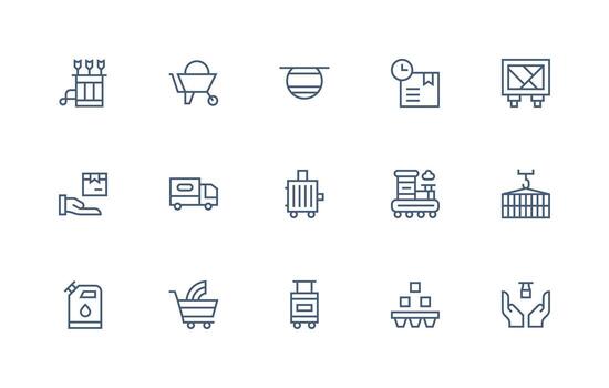 15 Regular Line Style Icons from Transporting Collection Essential Icons for Rapid UI Building vector