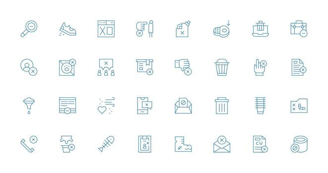 Discard Icon Set with 32 Thin Line Graphics Neatly Designed Icons for Web Platforms vector