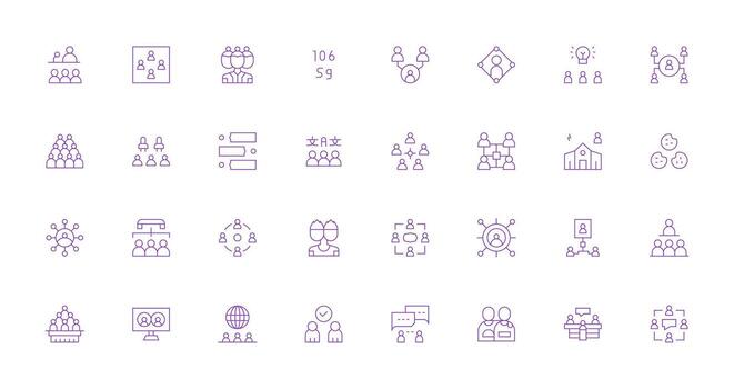 Group Set with 32 Thin Line Icons Icon Set for Apps vector