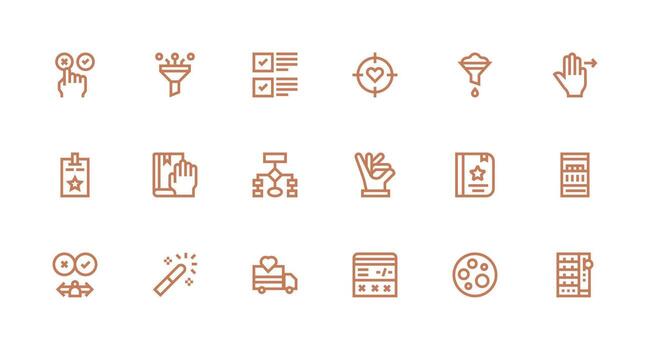 Selection Set with 18 Strong Stroke Line Icons Reusable Icon Set vector
