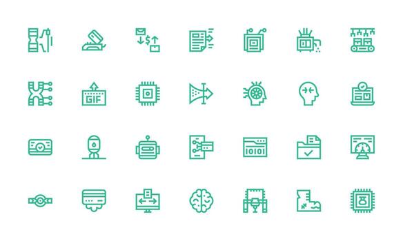 Bold Line Icons from Processing Set with 28 Vectors Icon Pack
