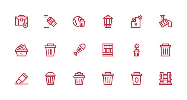 18 Icons for Bin in Strong Stroke Line Format Reliable Icons for All Interfaces vector