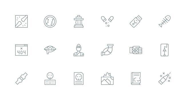 18 Minimal Line Vectors for Broken Theme Responsive Icon Set for Flexible Layouts
