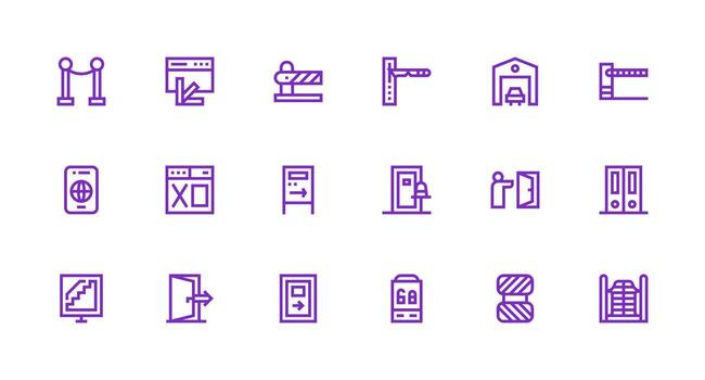 Exit Design Icons featuring 18 in Strong Stroke Line Style Full Icon Library for UI Designers vector