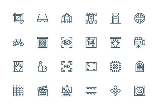 24 grueso línea línea estilo íconos desde marco colección diseño icono colección vector