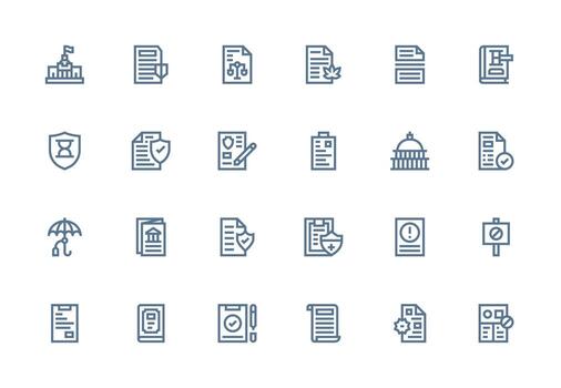 Policy Icon Set with 24 Thick Line Line Graphics Flexible Icon System for Web Interfaces vector
