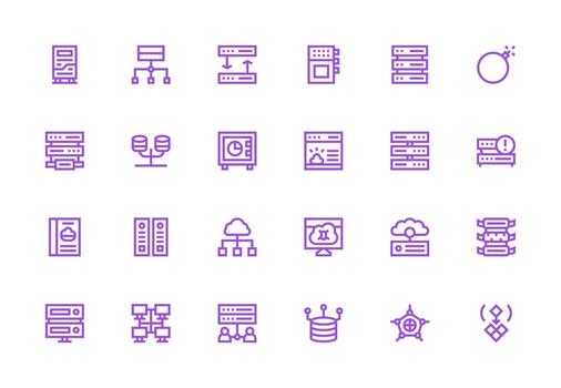 servidor visual paquete conteniendo 24 grueso línea línea íconos interfaz íconos para diario utilizar vector