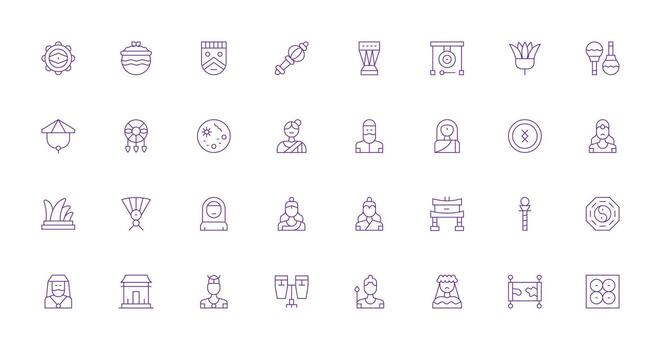 Thin Line Icons from Culture Set with 32 Vectors Neatly Designed Icons for Web Platforms