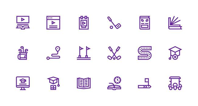 fuerte carrera línea estilo curso íconos con 18 vectores píxel Perfecto icono conjunto