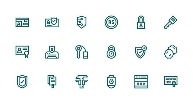 18 Strong Stroke Line Vectors for Authentication Theme Style Icon Set