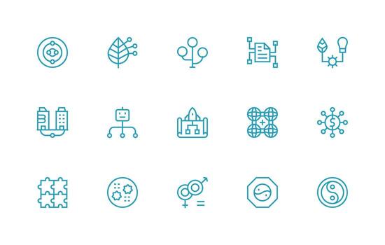 Integration Icon Set with 15 Regular Line Graphics Organized Icon Pack for Quick Access vector