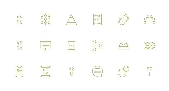Sequence Icon Set with 18 Minimal Line Graphics Organized Glyph Icons for Fast Design vector