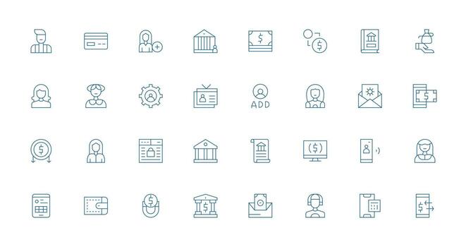Account featuring 32 Icons in Thin Line Design Multi-Style Icon Collection vector