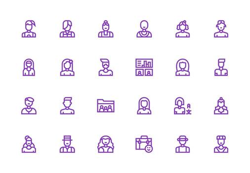 Client featuring 24 Icons in Thick Line Line Design Complete Icon Set for Mobile Apps vector