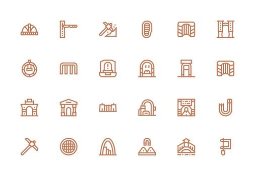 24 Thick Line Line Style Icons from Tunnel Collection High-Resolution Icons for Any Platform vector