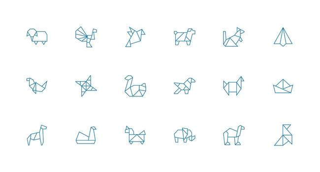 18 Icons for Origami in Minimal Line Format Full Icon Library for UI Designers vector
