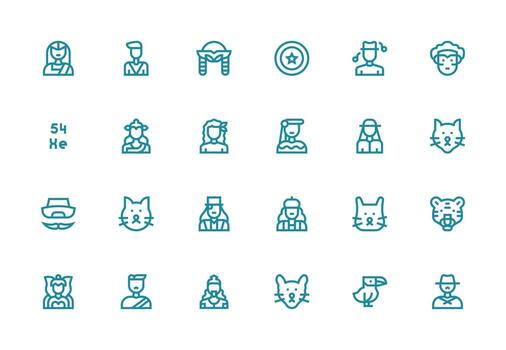 Thick Line Line Icons from Character Set with 24 Vectors Organized Icon Pack for Quick Access