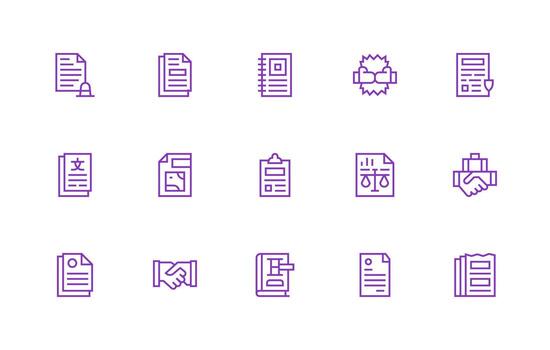 Regular Line Style Contract Icons with 15 Vectors Multi-Style Icons for Creative Projects