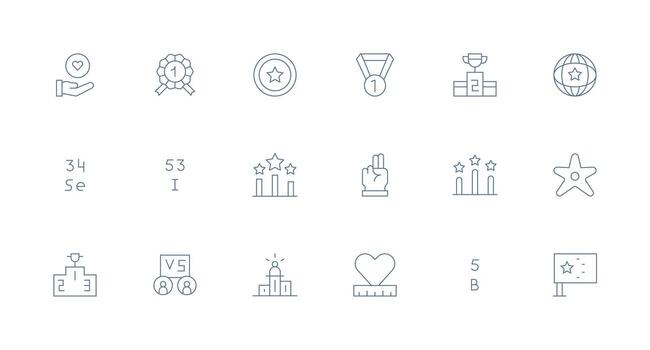 Minimal Line Style Ranking Icons with 18 Vectors Interface Icons for Daily Use