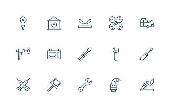 15 íconos para fijación en regular línea formato inteligente icono colección vector