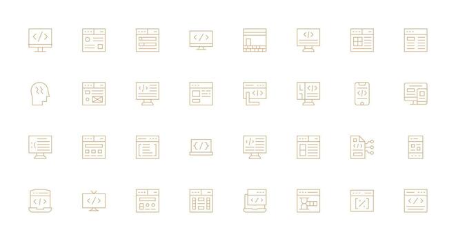 html diseño íconos presentando 32 en Delgado línea estilo editable icono colección vector