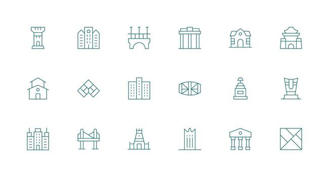 18 Minimal Line Designs for Architecture Icons Icon Pack for Various Themes vector