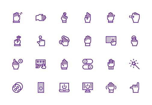 24 íconos para activar en grueso línea línea formato estilo icono conjunto vector