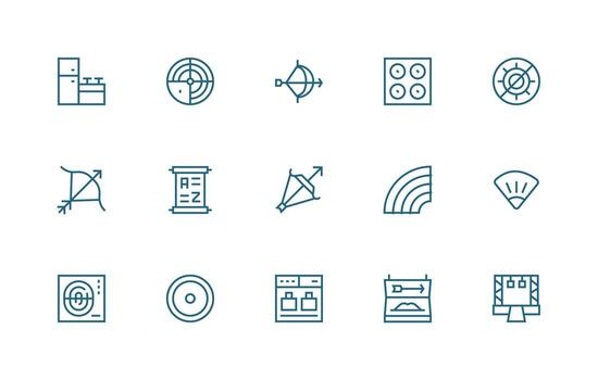 Range Design Icons featuring 15 in Regular Line Style Balanced Icon Set for Functional Design vector