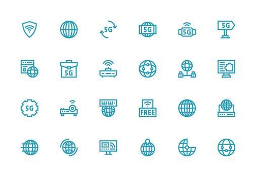 24 grueso línea línea estilo íconos desde Internet acceso colección ui icono conjunto vector