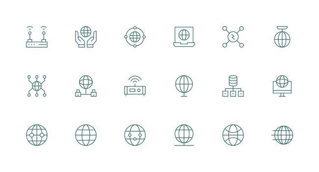 18 Icons for Network Connection in Minimal Line Format Digital Icon Collection vector