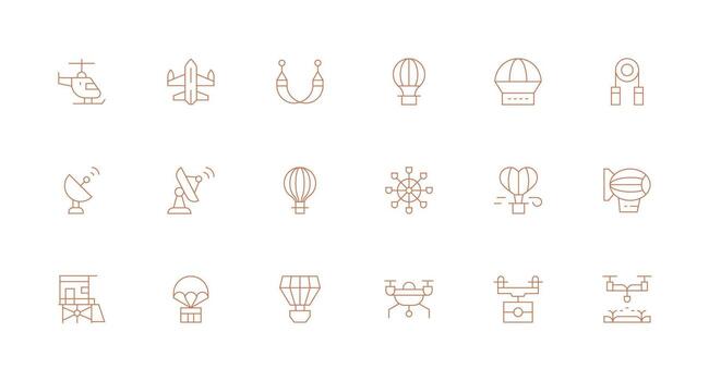 18 Minimal Line Style Icons from Aerial Collection Multi-Style Icon Collection vector