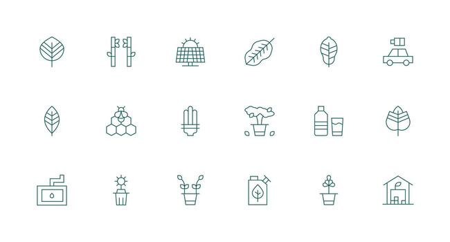 Minimal Line Style EcoFriendly Icons with 18 Vectors High-Resolution Icons for Any Platform