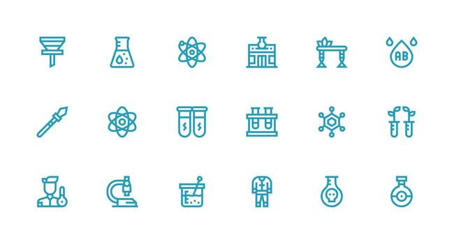 18 Icons for Lab in Strong Stroke Line Format Sharp Icons for Presentations vector