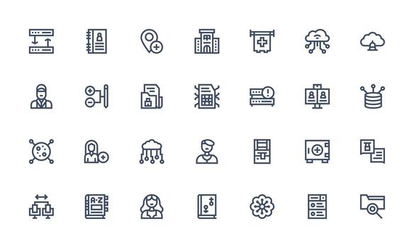 28 Database Icons in Bold Line Aesthetic Scalable Icons for Cross-Platform Interfaces vector