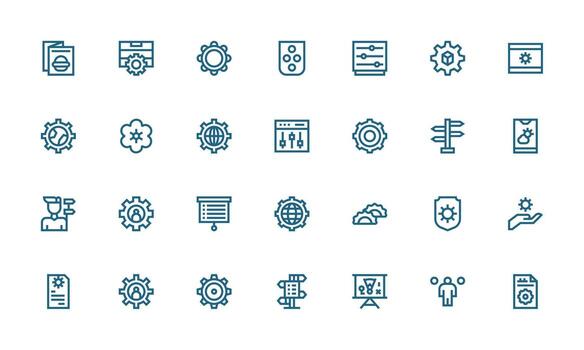 Options Design Icons featuring 28 in Bold Line Style UI Icon Set vector