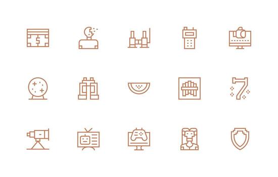 pixelado icono colección con 15 regular línea diseños rápido acceso íconos para ui desarrollo vector