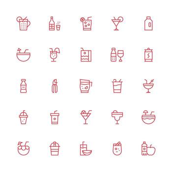 Juice Set with 25 Medium Stroke Outline Icons Icons Built for Visual Consistency Pack vector