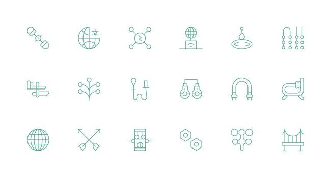 Minimal Line Style Connection Point Icons with 18 Vectors Neat Icon Set