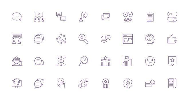 realimentación visual paquete conteniendo 32 Delgado línea íconos icono conjunto para aplicaciones vector