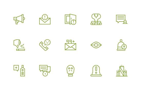 Alert Icon Collection with 15 Regular Line Designs Dashboard Icon Series vector