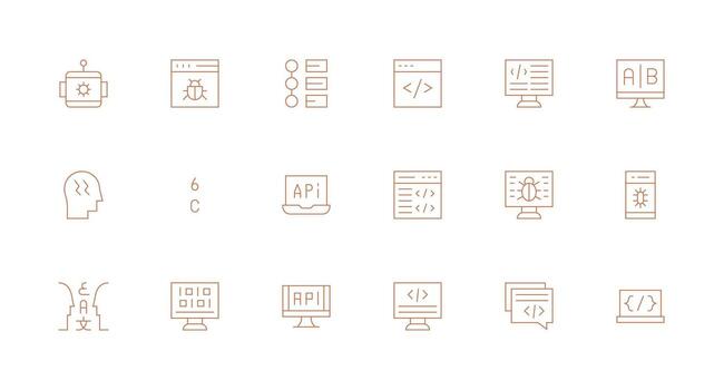 Programming including 18 Minimal Line Illustrations Scalable Icons for All Themes vector