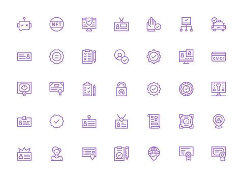 35 Regular Clean Line Designs for Verification Icons Multi-Style Icon Collection vector