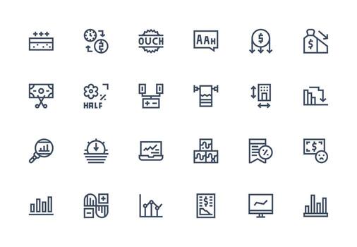 Decrease Icon Set with 24 Thick Line Line Graphics UI and UX Focused Icon Collection vector