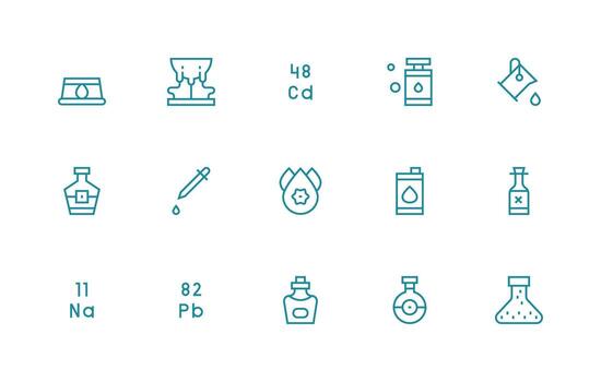 15 regular línea diseños para sustancia íconos claro y conciso icono conjunto colección vector