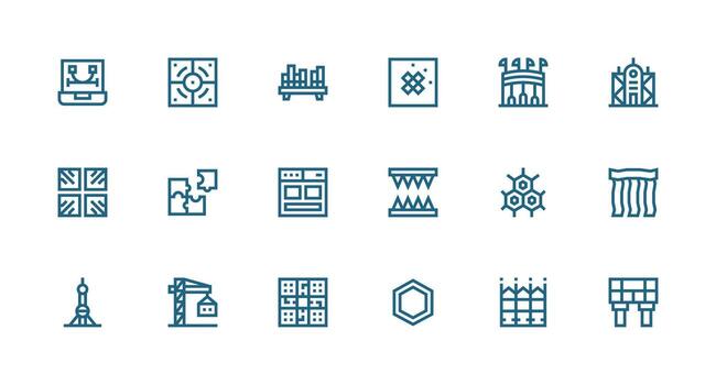 Framework Icon Set with 18 Strong Stroke Line Graphics Digital Product Icons for Fast Delivery vector