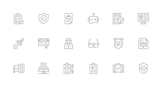 conformidad presentando 18 íconos en mínimo línea diseño flexible icono sistema para web interfaces vector